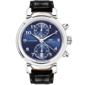 IWC 다빈치 Chronograph 42mm IW393402 Steel Leather Strap Arabic Numerals Blue Dial[APS]