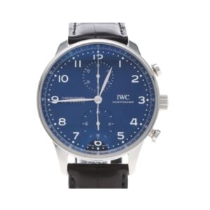 IWC 포르투기즈 Chronograph 41mm IW371491 Steel Leather Strap Arabic Numerals Blue Dial[ZF]