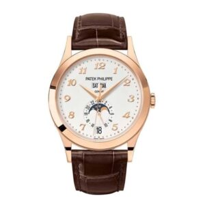 파텍필립 애뉴얼 캘린더 38mm 5396R-012 Rose Gold Leather Strap Arabic Numerals Silver Dial[PPF]