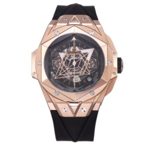 위블로 빅뱅 Sang Bleu 418.OX.1108.RX.MXM19 45mm Rose Gold Black Rubber Strap Skeletonized Black Dial[HB]