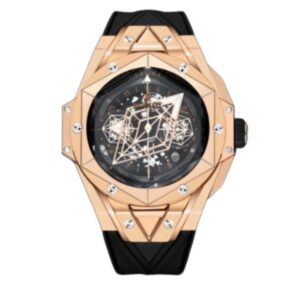 위블로 빅뱅 Sang Bleu II 45mm 418.OX.1108.RX.MXM19 Rose Gold Black Rubber Strap Black Skeletonized Dial[BBF]