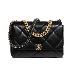 [프리미엄/해외배송]샤넬 19백 맥시 플랩 백(블랙/금장/램스킨)