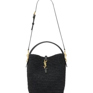 [프리미엄/해외배송]생로랑 LE 37 라피아 버킷 백(블랙)