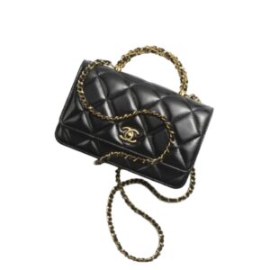 [프리미엄/해외배송]샤넬 WOC 팬시 탑핸들 플랩 백(블랙/금장/램스킨)