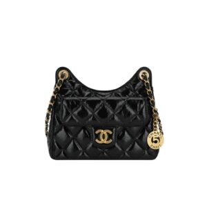 [프리미엄/해외배송]샤넬 넘버5 팬던트 호보백 스몰(블랙/금장/크럼플드 카프스킨)