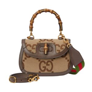 [프리미엄/해외배송]구찌 뱀부 1947 스몰 탑 핸들백(GG점보/브라운)