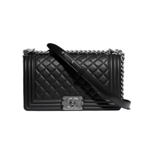 [프리미엄/해외배송]샤넬 보이백 미디엄(블랙/은장/램스킨)