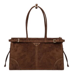 [프리미엄/해외배송]프라다 스웨이드 라지 핸드백(브라운)