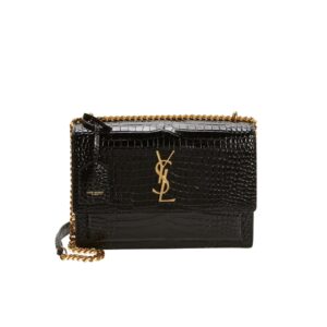 [프리미엄/해외배송]생로랑 크로커다일 선셋 미디엄(블랙/금장)