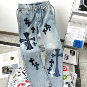 [국내배송]크롬하츠 레더패치 부츠컷 데님팬츠