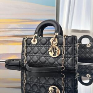 [국내배송]디올 레이디 디조이백 미듐 블랙 금장