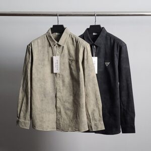 [국내배송]프라다 로고자수 워싱 코튼 셔츠