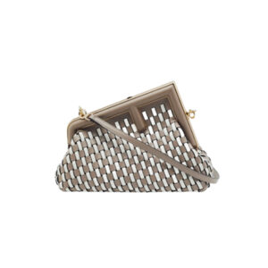 [프리미엄/해외배송]펜디 퍼스트 백 스몰 인터레이스(도브 그레이/화이트)